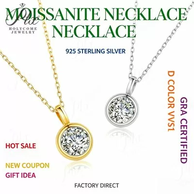 Moissanite 1.0ct Round Cut Necklace Wholesale S925 Silver VVS1 — MONK3878