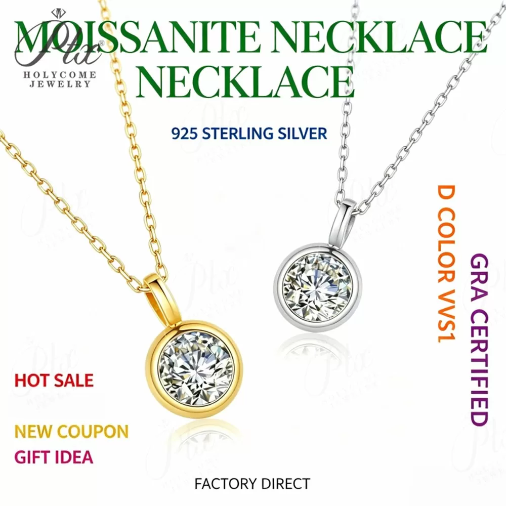 Moissanite 1.0ct Round Cut Necklace Wholesale S925 Silver VVS1 — MONK3878