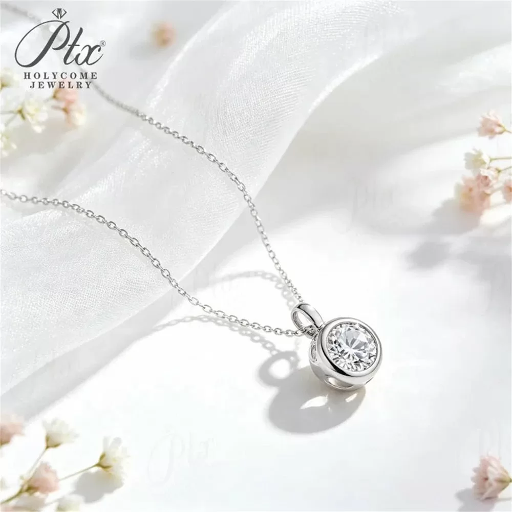 Moissanite 1.0ct Round Cut Necklace Wholesale S925 Silver VVS1 — MONK3878 detail view 4