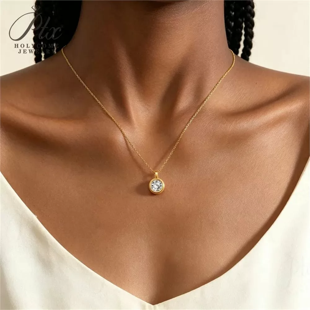 Moissanite 1.0ct Round Cut Necklace Wholesale S925 Silver VVS1 — MONK3878 detail view 5