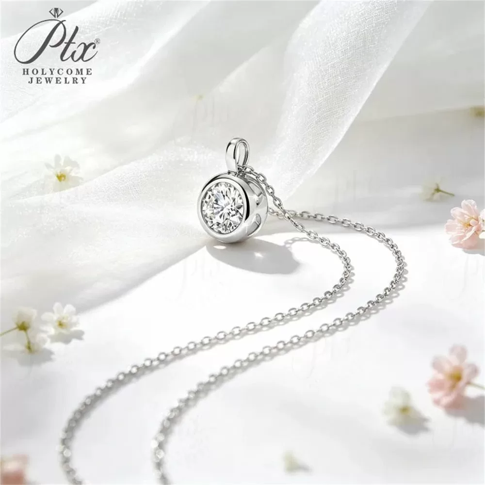 Moissanite 1.0ct Round Cut Necklace Wholesale S925 Silver VVS1 — MONK3878 detail view 6