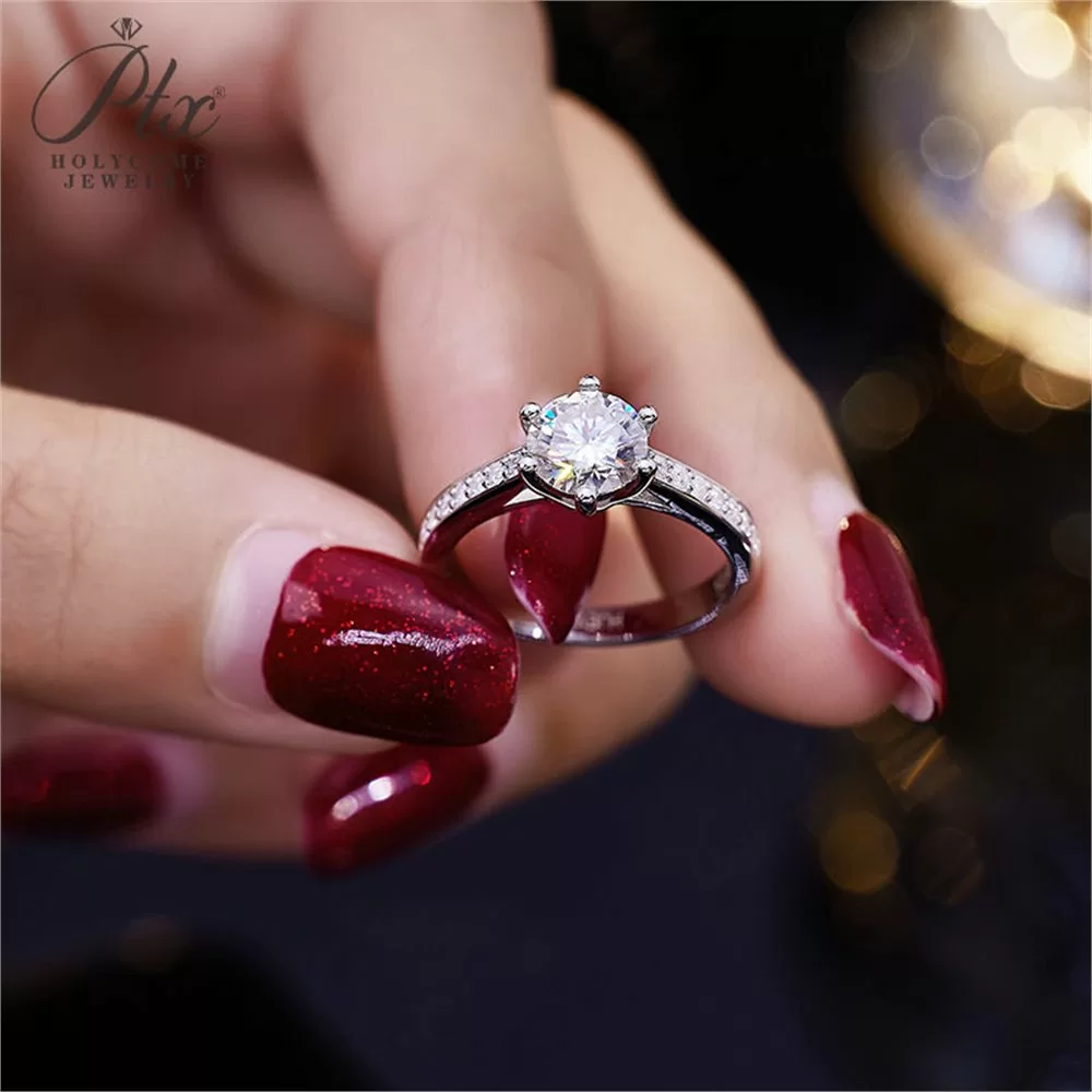 Moissanite 1.0ct Round Cut Ring Wholesale S925 Silver GRA Model MORG4840 detail view 5