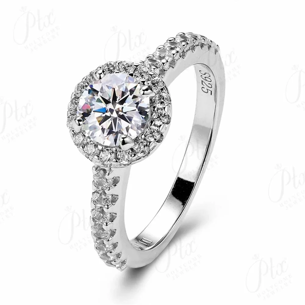 Moissanite 1.0ct Round Cut Ring Wholesale S925 Silver GRA Model MORG8389 detail view 2