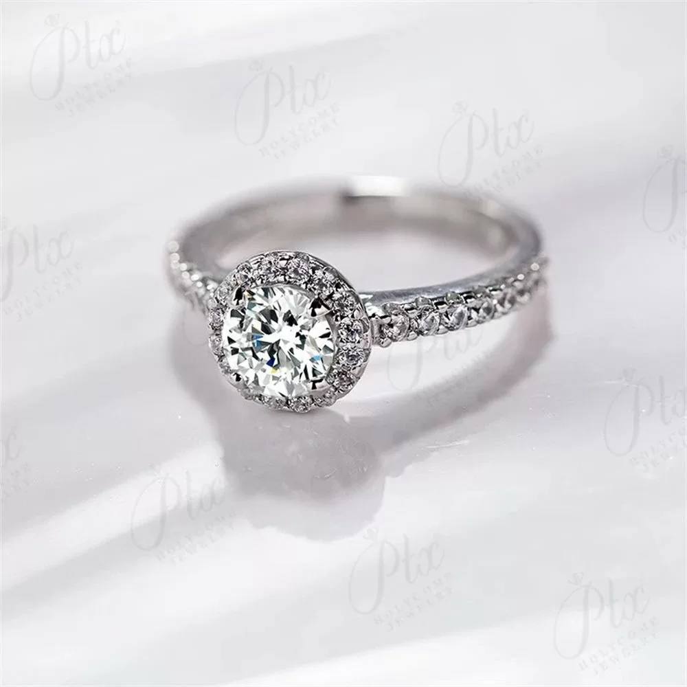 Moissanite 1.0ct Round Cut Ring Wholesale S925 Silver GRA Model MORG8389 detail view 4