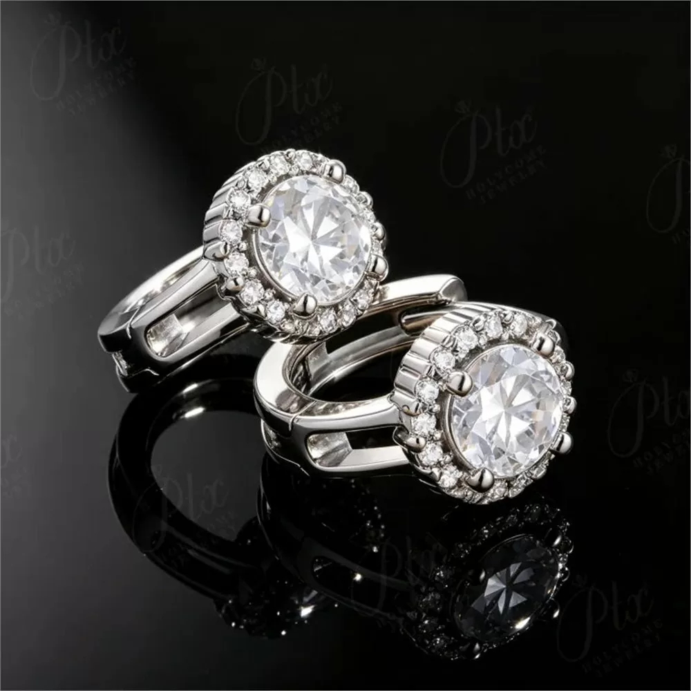 Moissanite 12.0ct Round Cut Earrings Wholesale S925 Silver GRA