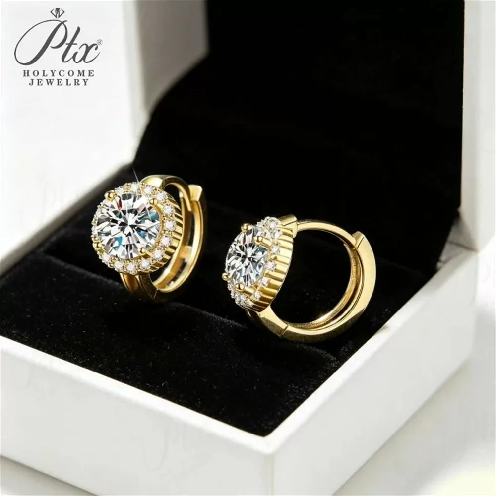 Moissanite 12.0ct Round Cut Earrings Wholesale S925 Silver GRA detail view 2