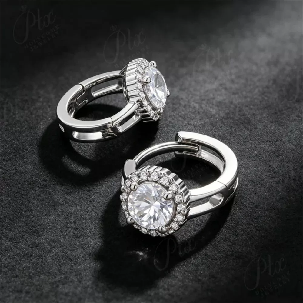 Moissanite 12.0ct Round Cut Earrings Wholesale S925 Silver GRA detail view 5
