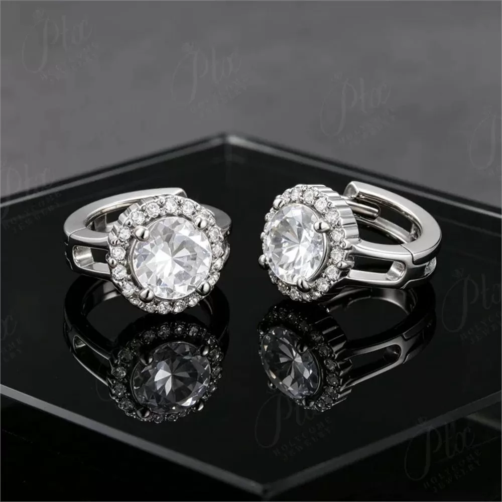 Moissanite 12.0ct Round Cut Earrings Wholesale S925 Silver GRA detail view 6