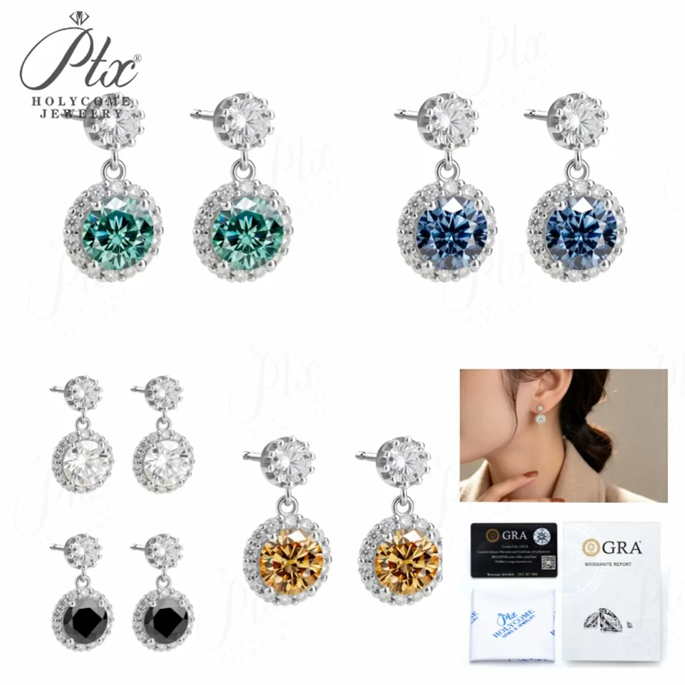 Moissanite 2.0ct Round Cut Earrings Wholesale S925 Silver VVS1