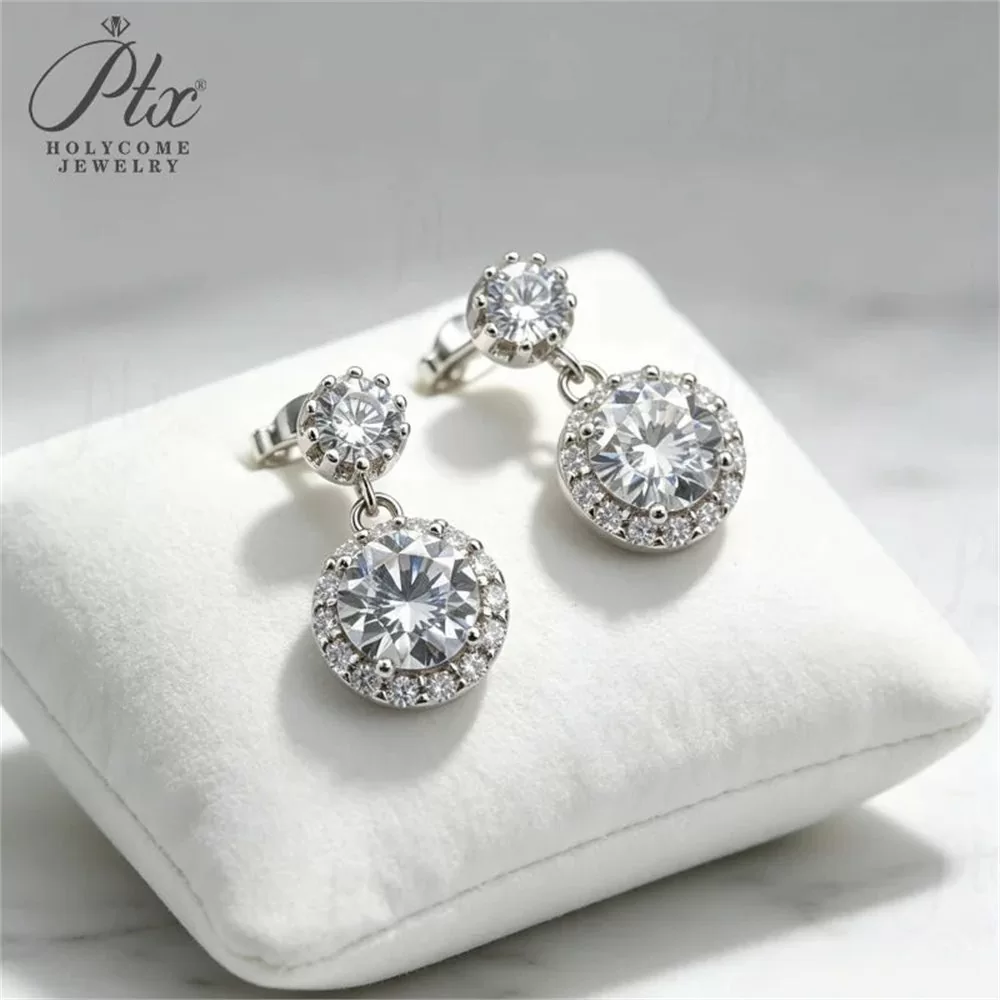 Moissanite 2.0ct Round Cut Earrings Wholesale S925 Silver VVS1 detail view 2