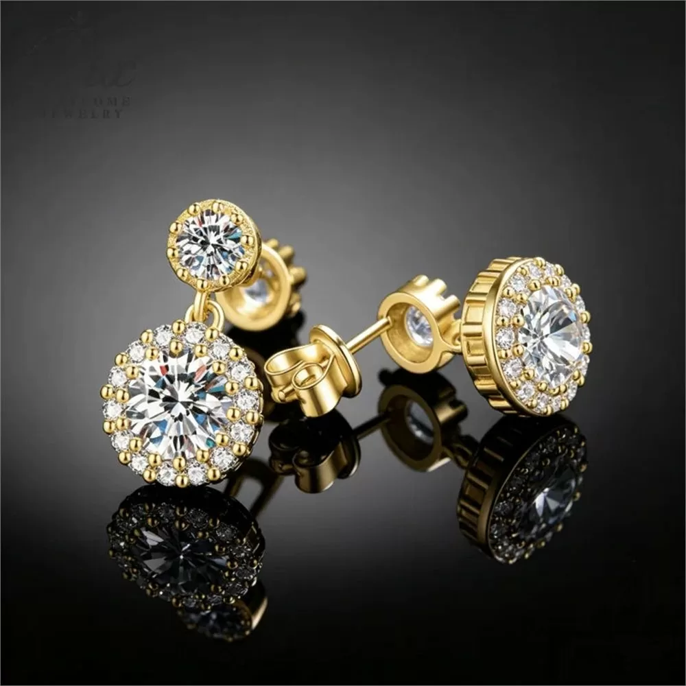 Moissanite 2.0ct Round Cut Earrings Wholesale S925 Silver VVS1 detail view 5