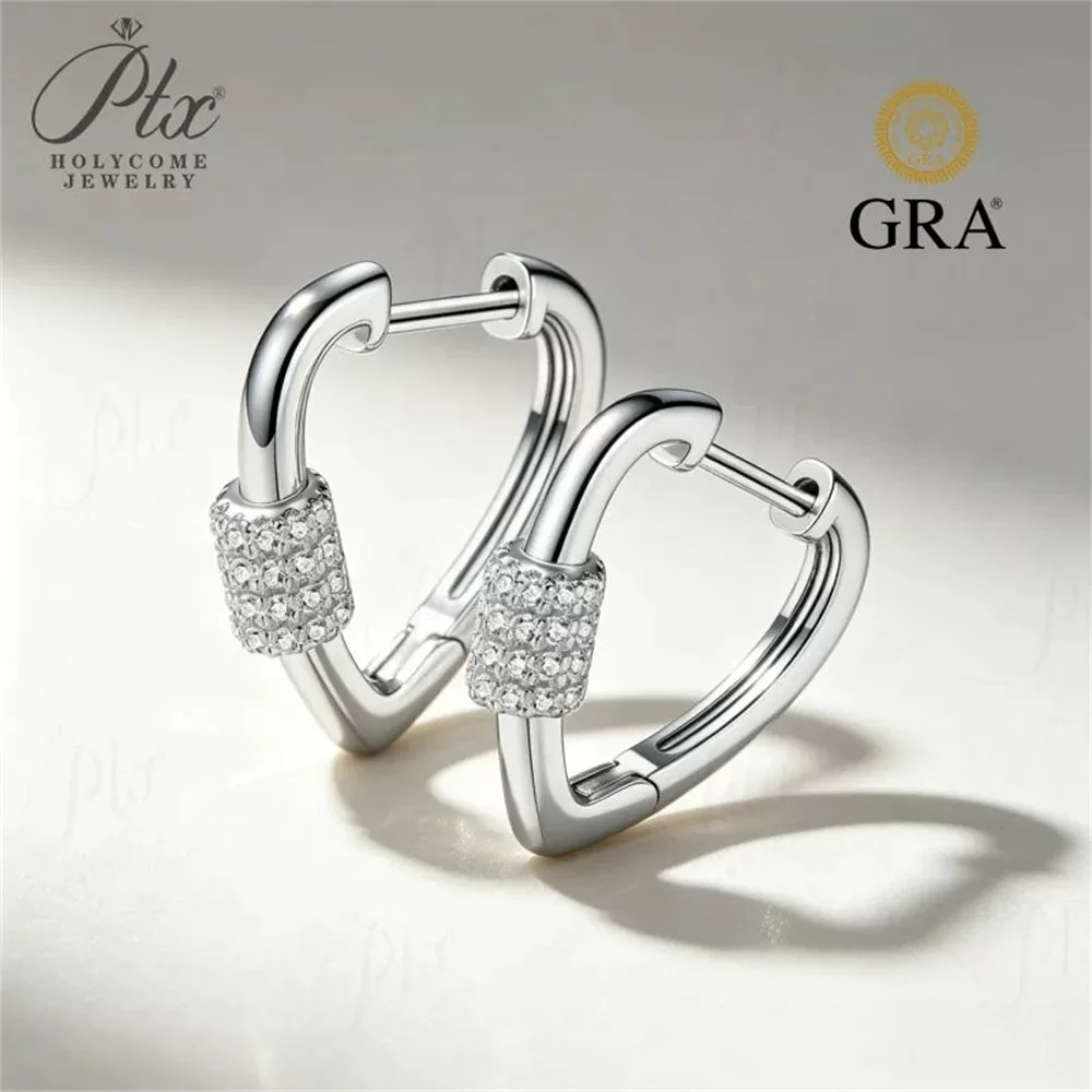 Moissanite Round Cut Earrings Wholesale S925 Silver VVS1 GRA — MOER4357 detail view 2