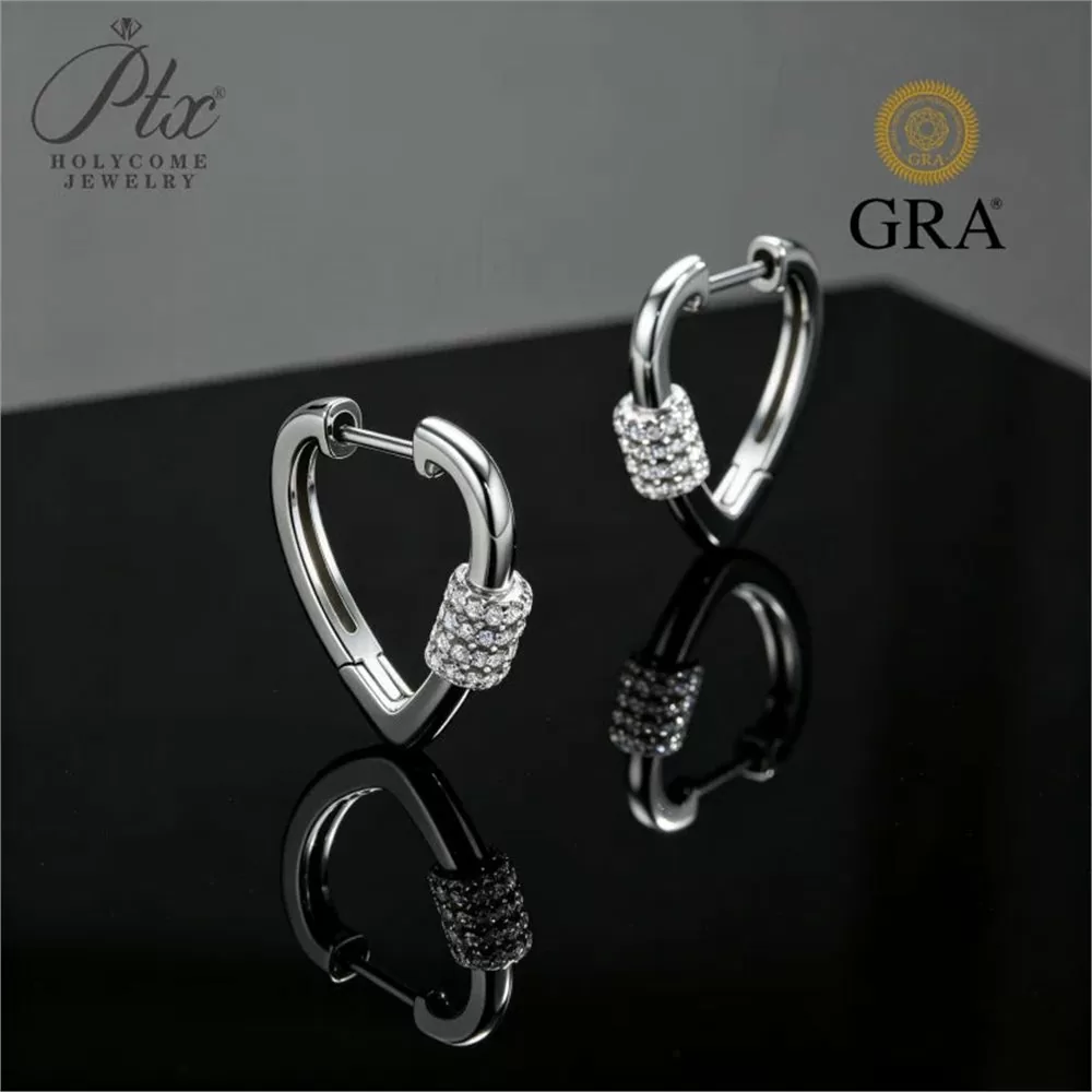 Moissanite Round Cut Earrings Wholesale S925 Silver VVS1 GRA — MOER4357 detail view 3