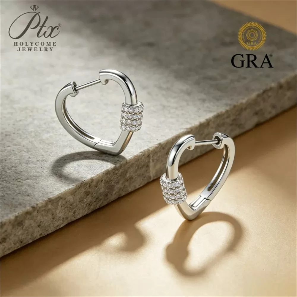 Moissanite Round Cut Earrings Wholesale S925 Silver VVS1 GRA — MOER4357 detail view 4