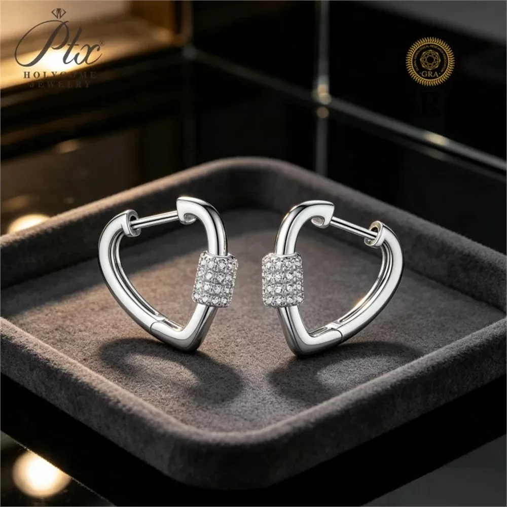 Moissanite Round Cut Earrings Wholesale S925 Silver VVS1 GRA — MOER4357 detail view 5