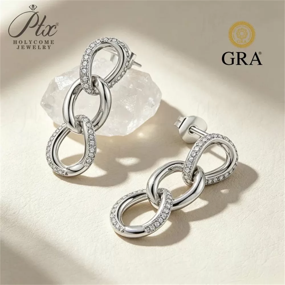 Moissanite Round Cut Earrings Wholesale S925 Silver VVS1 GRA detail view 2