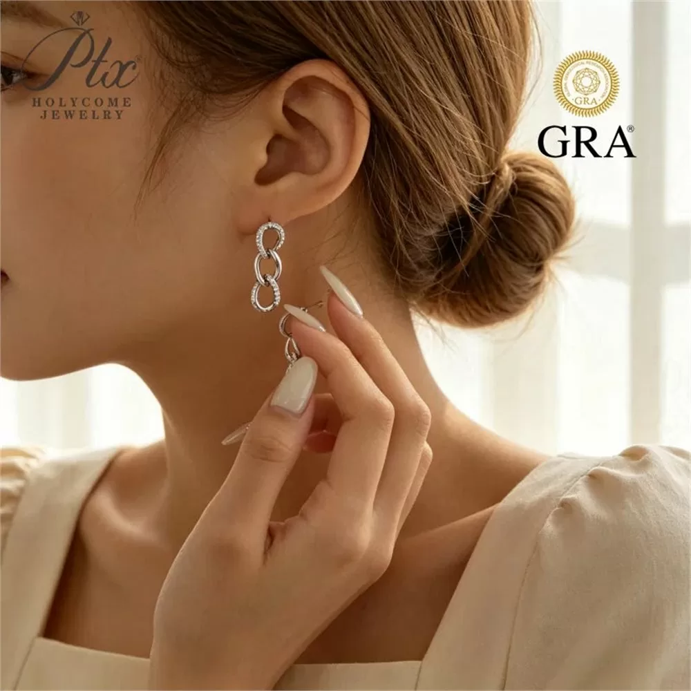 Moissanite Round Cut Earrings Wholesale S925 Silver VVS1 GRA detail view 3
