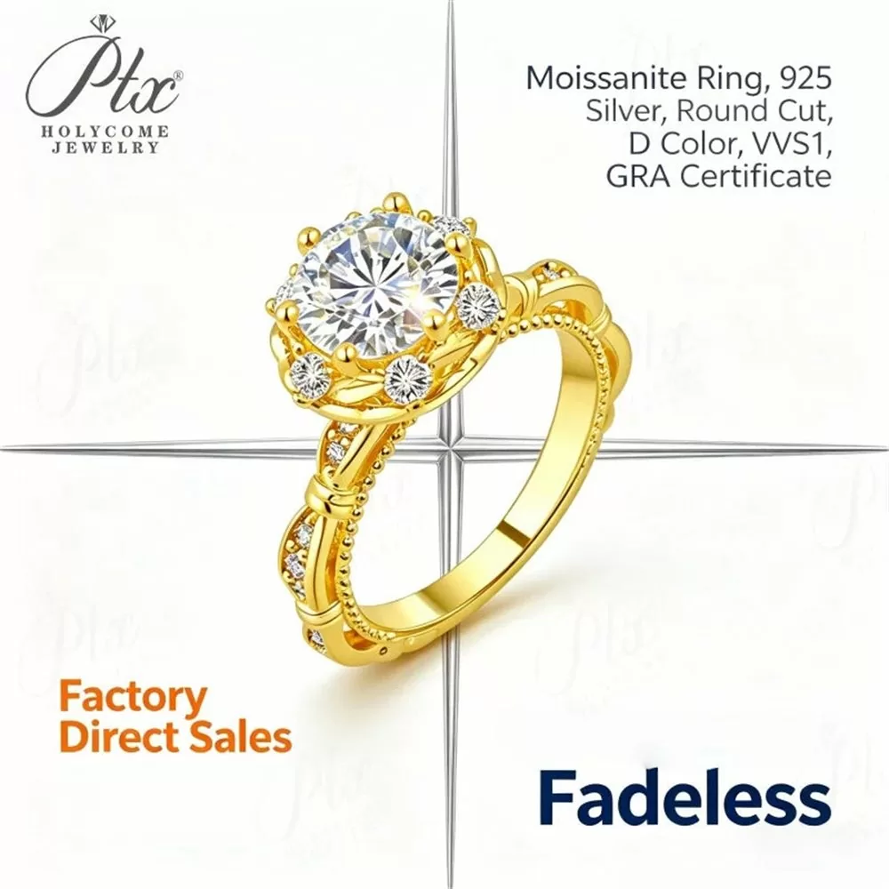 Moissanite Round Cut Ring Wholesale S925 Silver VVS1 GRA Model MORG3366 detail view 2