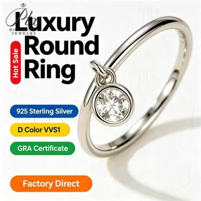 Moissanite Round Cut Ring Wholesale S925 Silver VVS1 GRA Model MORG6855
