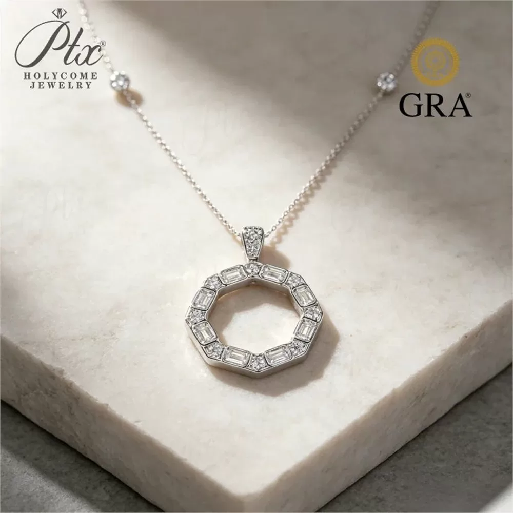 Moissanite Round Cut Necklace Wholesale S925 Silver GRA detail view 2