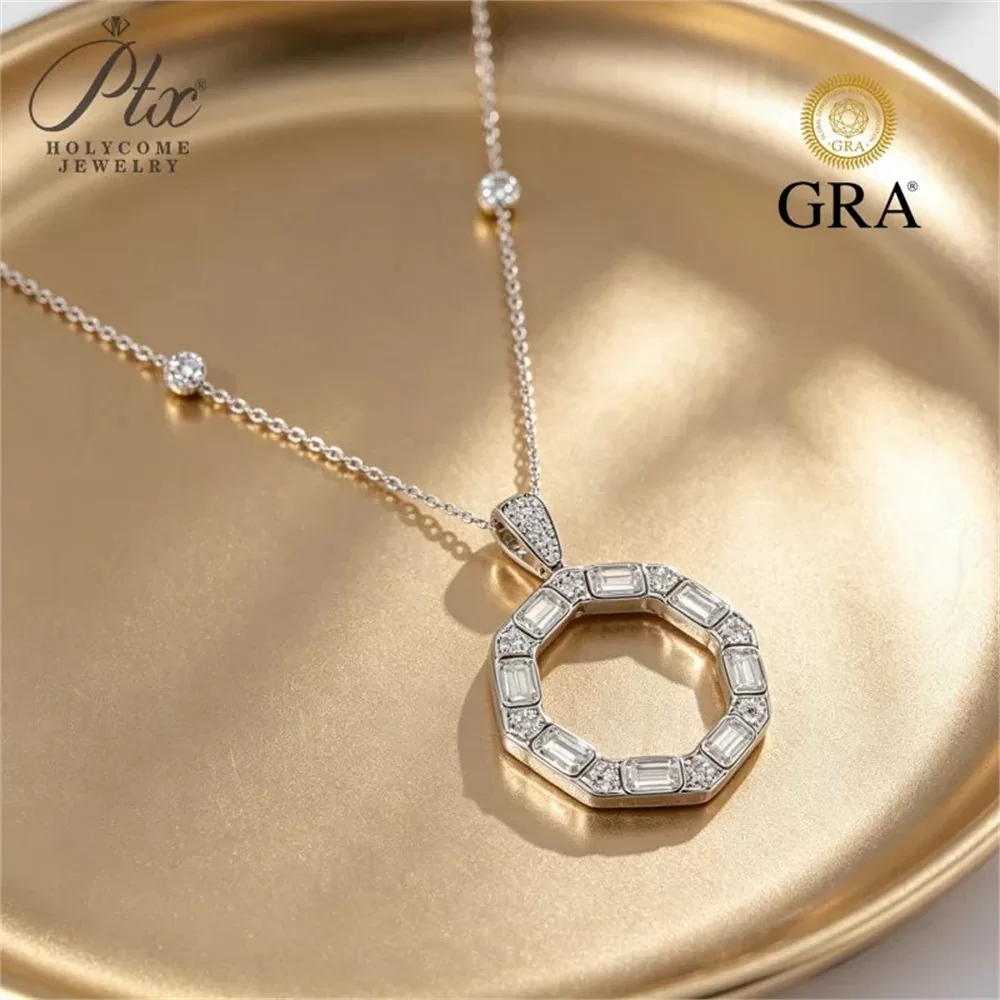 Moissanite Round Cut Necklace Wholesale S925 Silver GRA detail view 4