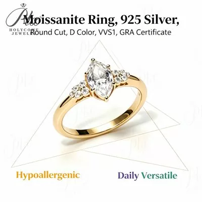 9mm Domed Polished Men's Moissanite Ring in 925 Sterling Silver HC-M014