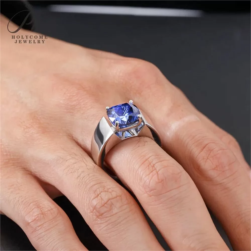 10mm Channel Set Men's Moissanite Ring in 925 Sterling Silver HC-M015 detail view 4